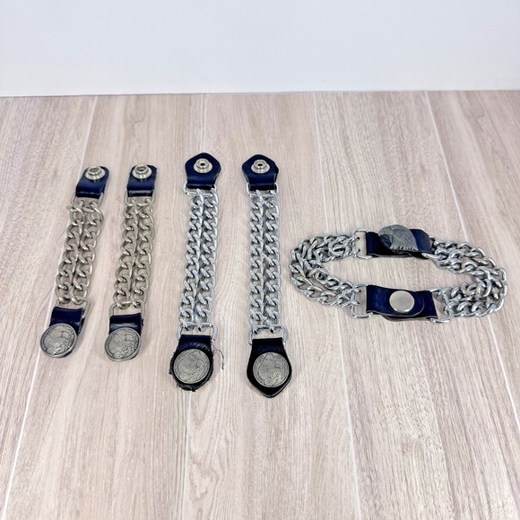 Accessories - Vintage Biker Chain Vest Extender Concho Set Buffalo Coin Snap Belt Lot